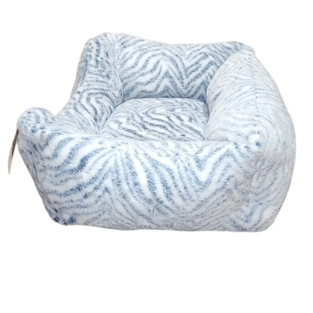 Pet Paws Design Studio Blue Gray & White Zebra Print Cat Dog Bed New with Tags